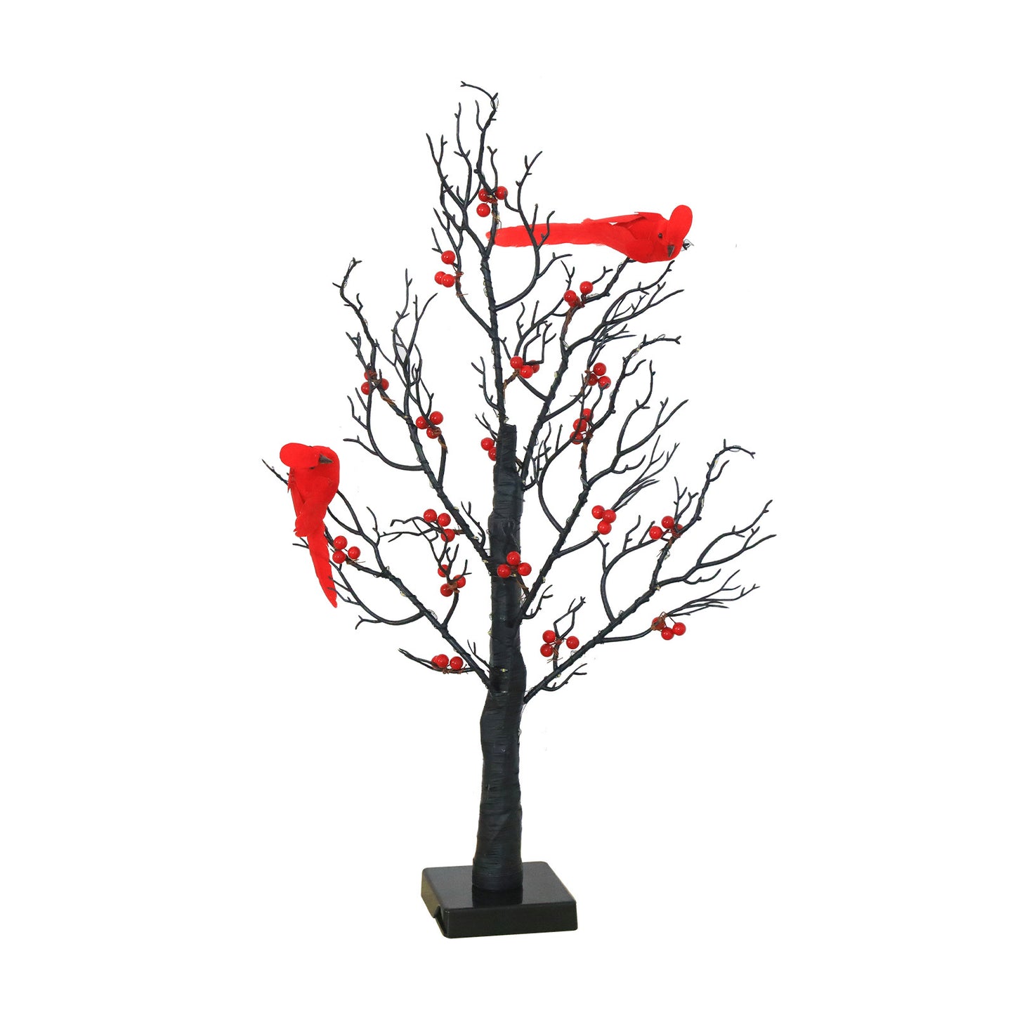 Lighted Mini Birch Tree Light LED Cardinals Christmas Tree Vintage Glowing Tree Light For Table Holiday Home Xmas Decoration